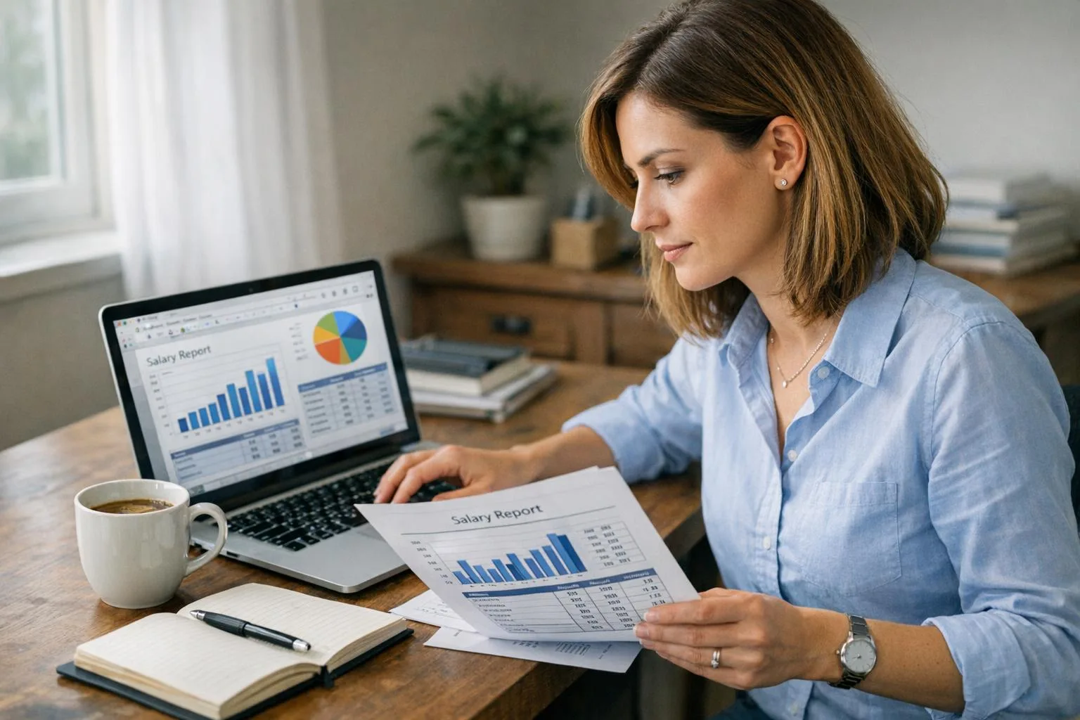 Kobieta przygotowująca argumenty do negocjacji podwyżki